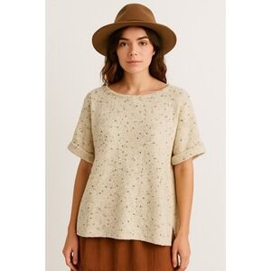 Free People Marsala Oversized Tweed Boucle Knit Top Slouchy Off Shoulder Cream S